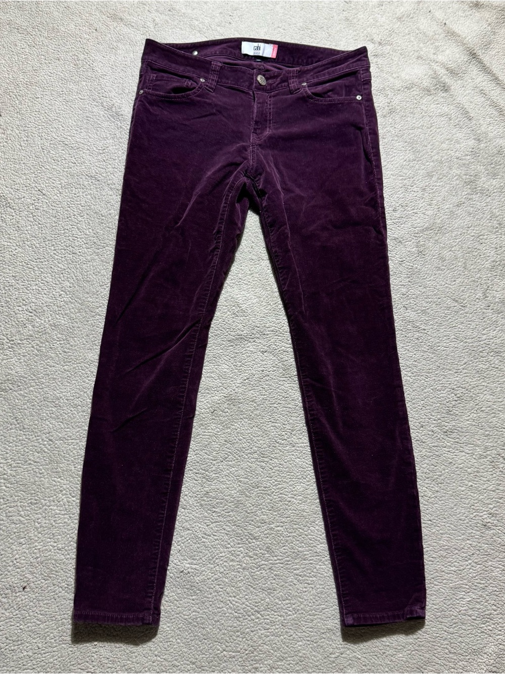 Cabi Jeans Womens 8 Birgundy Corduroy Skinny Low Rise Cotton‎ Casual Meas 31x29